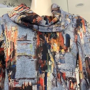 NWT🇨🇦Canadian Made🌺Michael Tylor Abstract Print Cowl Neck Tunic